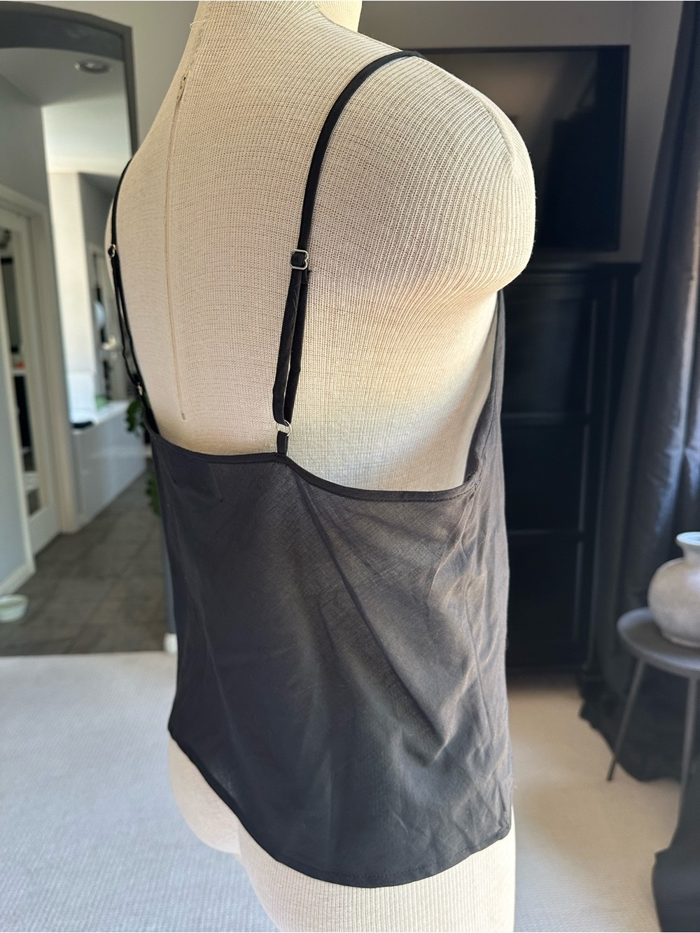 Merlette NWOT black sheer adjustable strap Camisole, size large - Picture 4 of 10